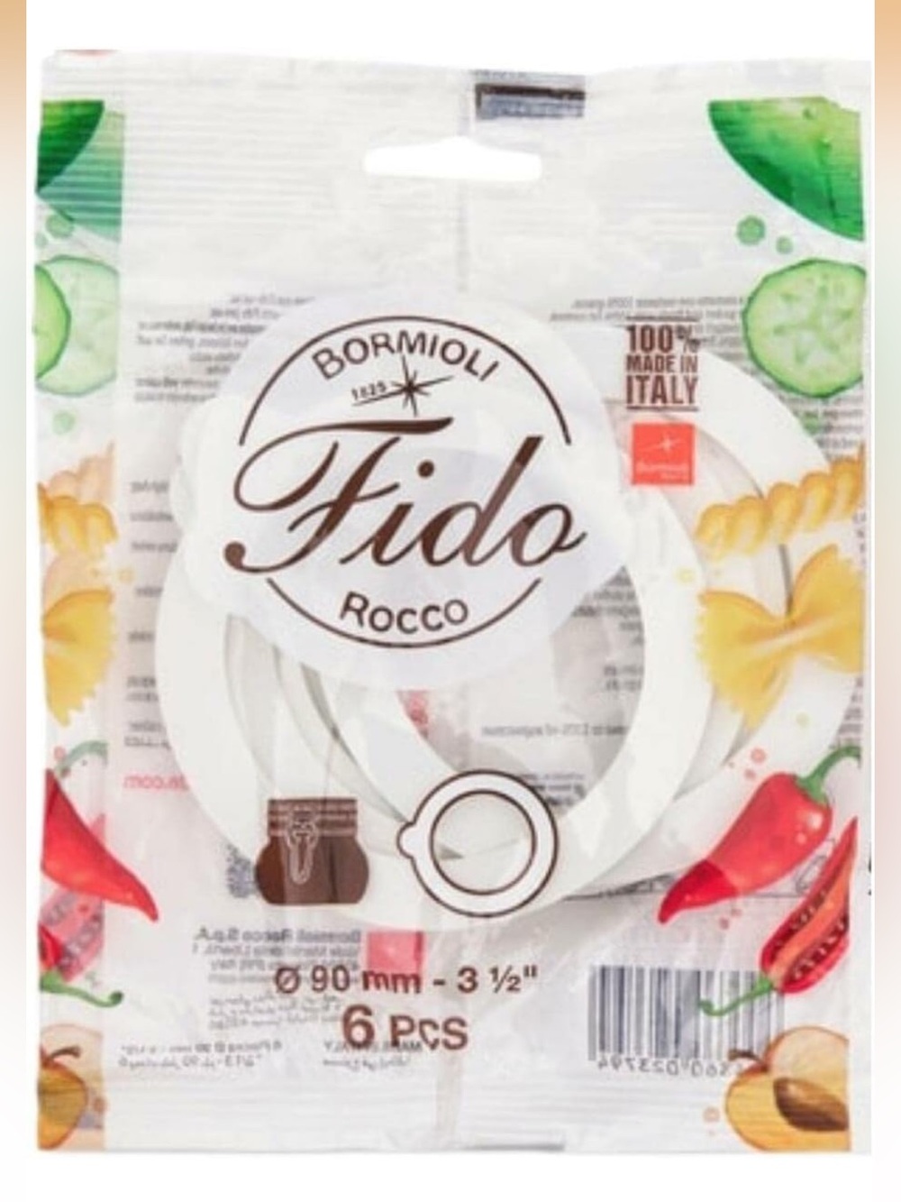 Bormioli Rocco Universal Fido Gaskets - White - Large (90mm - 3.5inch) set of 6